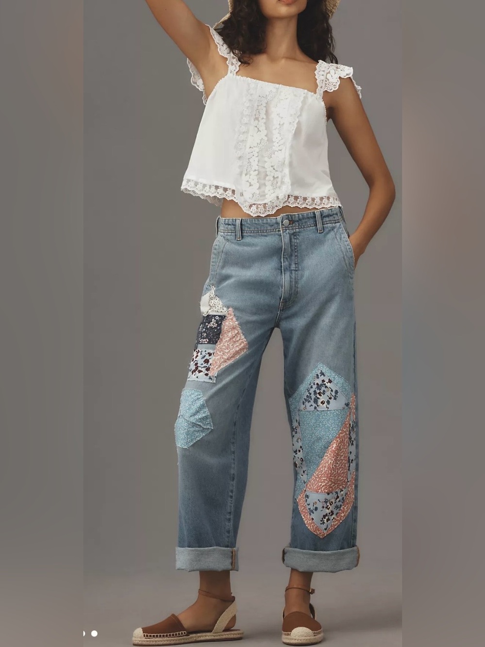 Anthropologie Pilcro Lonnie Patchwork High Rise Crop Jeans Size 27